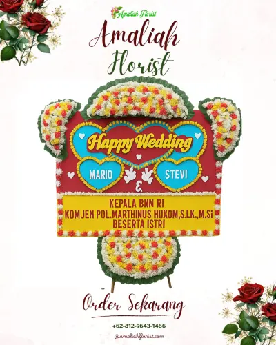 Karangan Papan Bunga Pernikahan di Kelangdepok